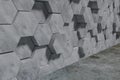 Hexagon Shaped Concrete Blocks Wall Background. Perspective View. 3D Illustration Royalty Free Stock Photo