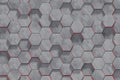 Hexagon Shaped Concrete Blocks Wall Background. Perspective View. 3D Illustration