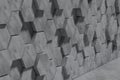 Hexagon Shaped Concrete Blocks Wall Background. Perspective View. 3D Illustration Royalty Free Stock Photo