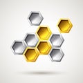 Hexagon silver and gold abstract form Royalty Free Stock Photo