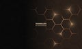 Hexagon technology black and gold colored honeycomb abstract background. Royalty Free Stock Photo