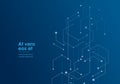 Hexagon technology connect in modern style on blue background. Internet connection network high digital technology Royalty Free Stock Photo
