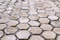 Hexagon tile paved sidewalk with perspective view. background, urban. Royalty Free Stock Photo