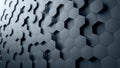 Hexagon tiles. Cold dark gray color. Abstract hexagon background. Honeycomb. Shallow depth of field. Royalty Free Stock Photo