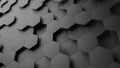 Hexagon tiles. Dark gray color. Abstract hexagon background. Honeycomb. Shallow depth of field. Royalty Free Stock Photo