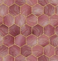 Hexagon tracery seamless texture. Mosaic, inlay. Stained glass style. Art Deco style. Seamless chaotic hexagon pattern. For