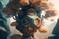 Hexagon tree house fantasy world