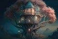 Hexagon tree house fantasy world