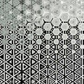 Hexagon and triangle texture background. Futurisctic black and white wallpaper.