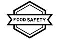 Hexagon vintage label banner in black with word food safety on white background