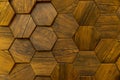 Hexagon of wood pattern background. Old wooden texture in honeycomb form of tiles, consisting of a set of hexagonal