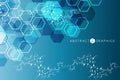 Hexagonal abstract background. Big Data Visualization. Global network connection. Medical, technology, science Royalty Free Stock Photo