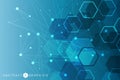 Hexagonal abstract background. Big Data Visualization. Global network connection. Medical, technology, science Royalty Free Stock Photo