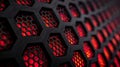 hexagonal abstract black metal background with red light lines Royalty Free Stock Photo