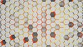 Hexagonal abstract 3d background, white wall with hexagonal pattern and red lining 3d rendering Royalty Free Stock Photo