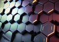 Hexagonal abstract metal background with light. Generative AI Royalty Free Stock Photo