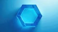 Hexagonal azure glass display case on smooth blue surface ideal for product showcase or abstract design. Generative AI Royalty Free Stock Photo