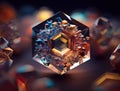 Hexagonal background of translucent multicolored crystals natural gemstone Generative AI technology