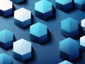 Hexagonal Block Pattern in Dark Blue Background 182x136 Pixel Image with Variable Heights and Missing Top Blocks Royalty Free Stock Photo