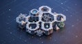 Hexagonal blockchain network glowing futuristic digital connection technology Royalty Free Stock Photo