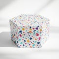 Hexagonal box with terrazzo pattern isolated on white background Royalty Free Stock Photo