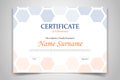 Hexagonal certificate design template paper with modern flat style and realistic shadow - vector Royalty Free Stock Photo