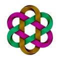 Hexagonal chinese knot made of crossed colored wires. Traditional ancient symbol