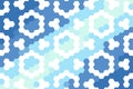 Hexagonal circle pattern in blue mint with abstract hexagon rings and smooth gradient effect. Futuristic digital concept