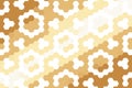Hexagonal circle pattern featuring abstract hexagon rings with gradient effect in warm orange and beige. Decorative
