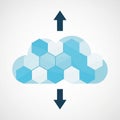 Hexagonal cloud computing icon. Data upload and download vector illustration. vector design Generative AI Royalty Free Stock Photo