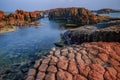 Hexagonal columnar basaltic rocks