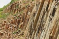 Hexagonal columns of volcanic origin at the Hong Kong Global Geopark in Hong Kong, China.