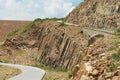 Hexagonal columns of volcanic origin at the Hong Kong Global Geopark in Hong Kong, China. Royalty Free Stock Photo