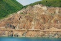 Hexagonal columns of volcanic origin at the Hong Kong Global Geopark of China in Hong Kong, China.