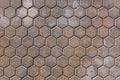 Hexagonal concrete pavement tiles background