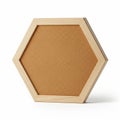 Hexagonal Cork Bulletin Board with Light Wood Frame on White Background corkboard Royalty Free Stock Photo