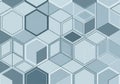 Hexagonal and cubic patterns in various shades of blue and gray Royalty Free Stock Photo