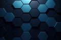 Hexagonal dark blue navy background texture placeholder, radial center space