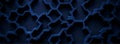 Hexagonal dark blue navy background texture placeholder, radial center space Ai Generated