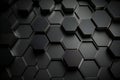 Hexagonal dark grey black texture, abstract, unique