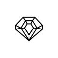 Hexagonal diamond outline icon is a simple trendy style. Vector logo of gemstone