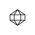 Hexagonal diamond outline icon is a simple trendy style. Vector logo of gemstone