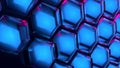 Hexagonal geometric pattern in futuristic blue and pink neon light digital background technology concept Royalty Free Stock Photo