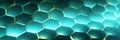 Hexagonal Geometric Pattern With Glowing Neon Light. Futuristic Honeycomb Texture. Abstract Glowing Background