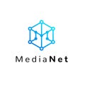 Hexagonal geometrical social network logo icon with letter M, simple lines.Honeycomb blue logotype, element for net web design