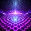 Hexagonal glowing grid with electric purple waves Royalty Free Stock Photo