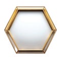 Hexagonal gold framed mirror with reflective surface on a white background metallic Royalty Free Stock Photo