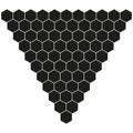 Hexagonal grid icon. Inverted triangle pattern. Bold black shapes. Geometric vector design.