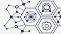 Hexagonal Grid with Interconnected Tech and Gear Icons, vector design Generative AI Royalty Free Stock Photo