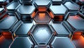 Futuristic Blue and Red Hexagonal Harmony, generative ai